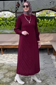 Yağmur Triko Elbise Bordo thumbnail 4