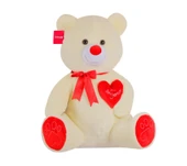 KENPAZAR Yumoş Ayı 47 cm Ekru Kalpli Pelüş Ayı Sevgiliye Hediye - 1