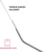 KENPAZAR Çelik Pipet Paslanmaz Çelik Metal Meşrubat Pipeti Ve Pipet Temizleme Fırçası Seti 5 Parça - 2