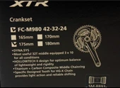 Shımano XTR FC-M980 175MM 42X32X24T Shımano XTR 3'Lü Aynakol Hollowtech Orta Göbek Dahil thumbnail 4
