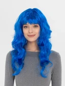 KENPAZAR Mavi Renk Uzun Dalgalı Parti Peruğu - 1