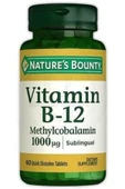 Nature's Bounty Vitamin B-12 Methylcobalamin 1000uq 60 Tablet Skt:01/2023 - 2