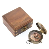 KENPAZAR Ahşap Kutulu Pirinç Pusula thumbnail 1