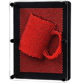 BÜYÜK BOY KIRMIZI PİN ART RED 3-DİMENSİONAL PİN SCULPTURE VIP KIRMIZI PİNART 3D ÇİVİ SANATI 21X16 CM - 1