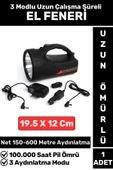 Premium Kamp Avcı Deprem 3 Aydınlatma Modlu Uzun Mesafeli Beyaz Işık Güvenlik EL FENERİ - 1