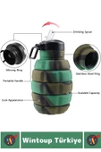 Premium Portatif BPA Free Şık Kamp Spor Seyahat Silikon Katlanabilir EL BOMBASI SULUK 500 ML - 3