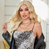 Su Dalgalı Soğuk Platin Fiber Sentetik Tül Peruk thumbnail 4