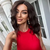 Kısa Omuz Hizasında Açık Kahverengi Fiber Sentetik Tül Peruk thumbnail 4