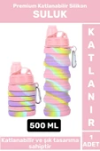 Premium Portatif BPA Free Şık Kamp Spor Seyahat Silikon Katlanabilir SULUK 500 ML - 1