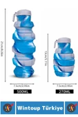 Premium Portatif BPA Free Şık Kamp Spor Seyahat Silikon Katlanabilir EL BOMBASI SULUK 500 ML - 4