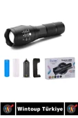 Kompakt Kamp Avcı Balıkçı Deprem Enerji Tasarruflu 4 Modlu Zoomlu Güçlü Beyaz Işık Şarjlı EL FENERİ - 8