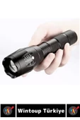 Kompakt Kamp Avcı Balıkçı Deprem Enerji Tasarruflu 4 Modlu Zoomlu Güçlü Beyaz Işık Şarjlı EL FENERİ - 4