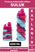 Premium Portatif BPA Free Şık Kamp Spor Seyahat Silikon Katlanabilir SULUK 500 ML - 1