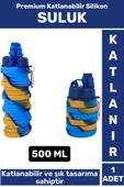 Premium Portatif BPA Free Şık Kamp Spor Seyahat Silikon Katlanabilir SULUK 500 ML - 1