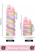 Premium Portatif BPA Free Şık Kamp Spor Seyahat Silikon Katlanabilir SULUK 500 ML - 4