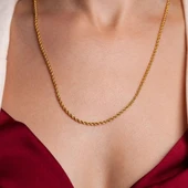 ALTIN KAPLAMA HALAT ZİNCİR KOLYE TAKI - 2