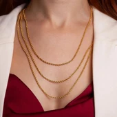 ALTIN KAPLAMA HALAT ZİNCİR KOLYE TAKI - 1