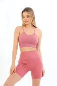 Özel Üretim Göğüs Toparlayıcı Sarkma Önleyen Spor Günlük İnce İp Askılı Pedli Fitilli Crop Büstiyer - 7