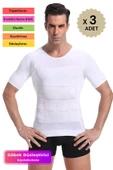 Bel Göğüs Dik Duruş Jinekomasti Toparlayıcı Erkek Göbek Sıkılaştırıcı Kısa Kol Korse Atlet 3 Adet thumbnail 1