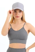 Özel Üretim Göğüs Toparlayıcı Sarkma Önleyen Spor Günlük İnce İp Askılı Pedli Fitilli Crop Büstiyer - 5