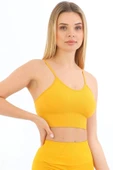 Özel Üretim Göğüs Toparlayıcı Sarkma Önleyen Spor Günlük İnce İp Askılı Pedli Fitilli Crop Büstiyer - 6