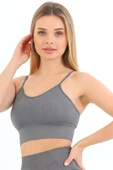 Özel Üretim Göğüs Toparlayıcı Sarkma Önleyen Spor Günlük İnce İp Askılı Pedli Fitilli Crop Büstiyer - 8
