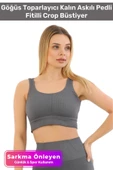 Özel Üretim Göğüs Toparlayıcı Sarkma Önleyen Spor Günlük Kalın Askılı Pedli Fitilli Crop Büstiyer - 1