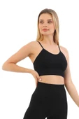 Özel Üretim Göğüs Toparlayıcı Sarkma Önleyen Spor Günlük İnce İp Askılı Pedli Fitilli Crop Büstiyer - 8