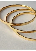 22 AYAR GOLD RENK RAY ÇELİK BİLEZİK  3 ADET SET FİYATIDIR - 3