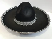Gümüş Renk Şeritli Meksika Mariachi Latin Şapkası 55 Cm Çocuk - 2