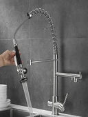 Endüstriyel Mutfak Bataryası Arıtmalı Mutfak Musluğu Yaylı Pirinç Döner 3in1 Mutfak Lavabo Musluğu - 2
