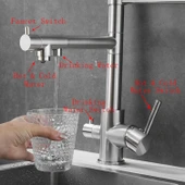 Endüstriyel Mutfak Bataryası Arıtmalı Mutfak Musluğu Yaylı Pirinç Döner 3in1 Mutfak Lavabo Musluğu - 4