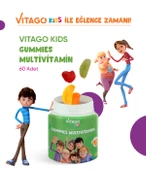 Vitago Kids Gummies Multivitamin Multimineral İçeren 60 Adet Çiğnenebilir Gummy Jel - 5