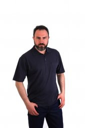 ESERIS - Polo Yaka Kısa Kol Pike Tişört - Lacivert - Cepli - 1