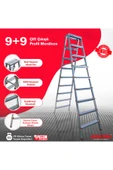 ASVERA  Elmas Serisi - 9 9 Basamaklı Çift Çıkışlı Galvanizli Profil Merdiven (EV, BAHÇE, IŞYERİ IÇİN UYGUN) - 1