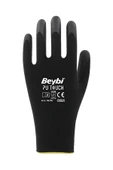 Beybi  Pu Touch Polyester Örme Lateks Eldiven-siyah - 1 Çift - 2