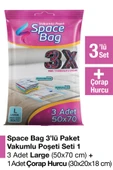 Space Bag  3 Adet 50x70 Vakumlu Poşet Seti + 1 Adet Çorap Hurcu - 2