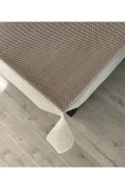 Hasır Desen Lüks Pvc Silinebilir Masa Örtüsü Krem - 3
