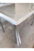 Şeffaf Zeminli Simli Pvc Masa Örtüsü 0.22 Mm Kalınlık. - 1