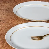 GÜRAL PORSELEN Soprano 2 Adet 30 Cm Kayık Tabak - Gold - 1