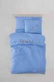 TÜRKİZ NAKIŞLI BEBEK NEVRESİM TAKIMI GEMİ MAVİ - 1