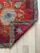 95x170 cm 50 Yıllık El Dokuma Türk Kilimi, Turuncu Çiçek Desenli, Vintage Anadolu Yün Halısı, Ender Bohem Kilim - 6