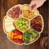 Ahşap Sunumluk - 7 Bölmeli Doğal Ahşap Kahvaltı Tabagı - Ahşap Çerezlik - 2