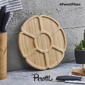 Ahşap Sunumluk - 7 Bölmeli Doğal Ahşap Kahvaltı Tabagı - Ahşap Çerezlik - 1