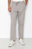 Erkek Beli Lastikli Ve Bağcıklı Gabardin Baggy Pantolon - 9