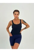 Kaşkorse Kumaş Geniş Askılı Crop Bluz - 9