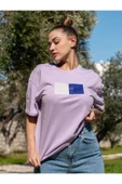 Kadın Oversize Fit Bisiklet Yaka Baskılı Kısa Kollu T-shirt - 7