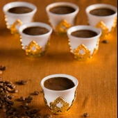 Sena 6 Kişilik Porselenli Zemzem Mırra Takımı Altın Renkli - 1