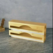 2'li Bambu Streç Folyo Kutusu 34x14x7 cm ( Duvar Montajlı, Çekmece İçi, Tezgah Üstü ) - 3