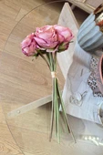 Nettenevime Yapay Çiçek Kuru Gül Pembe Gül Kurusu Renk 6Çiçek 4Tomurcuk 10lu Demet Gelin Çiçeği Buketi - 7